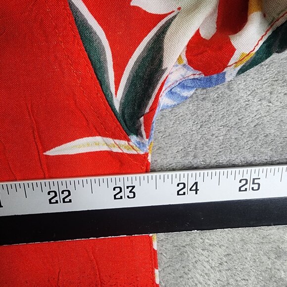 Mens Red Thums Up for Him Floral Hawaiian Shirt Button Down Short Sleeve Size L - Picture 5 of 7